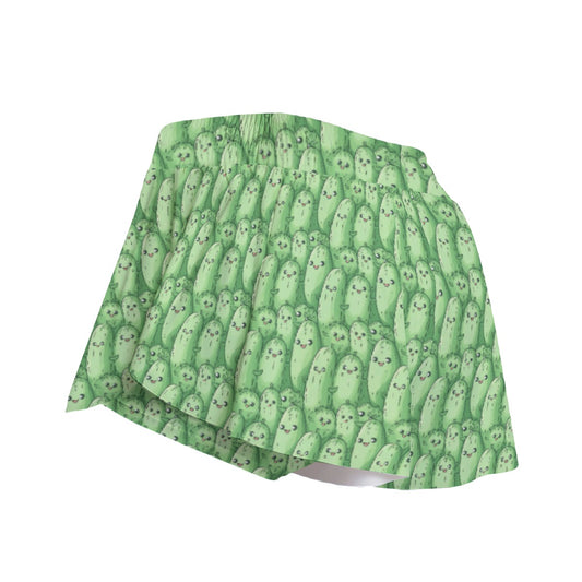 Kawaii Pickle Party - Women's Flowy Pocket Shorts