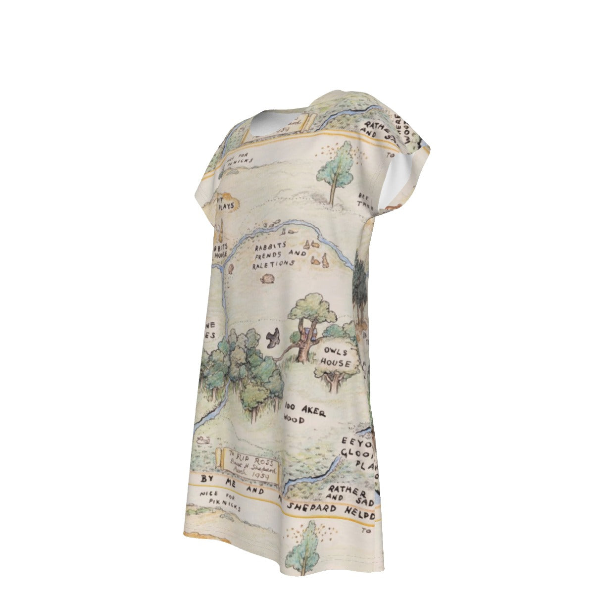 Hundred Acre Map - Women's T-Shirt Dress