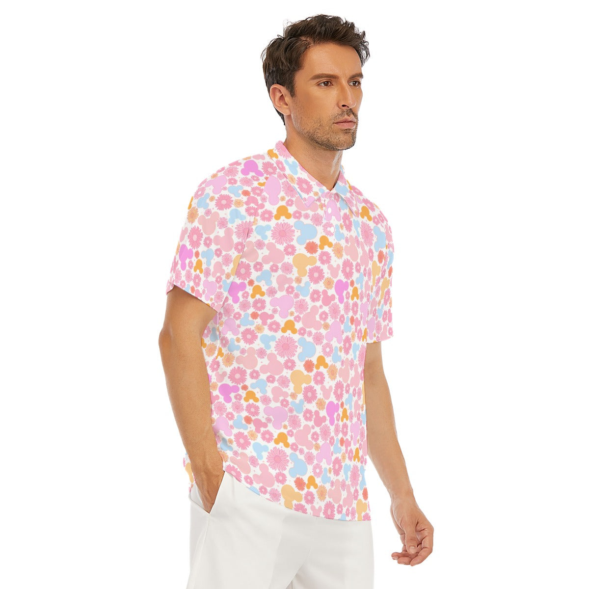 Retro Floral Mouse - Men's Polo Shirt