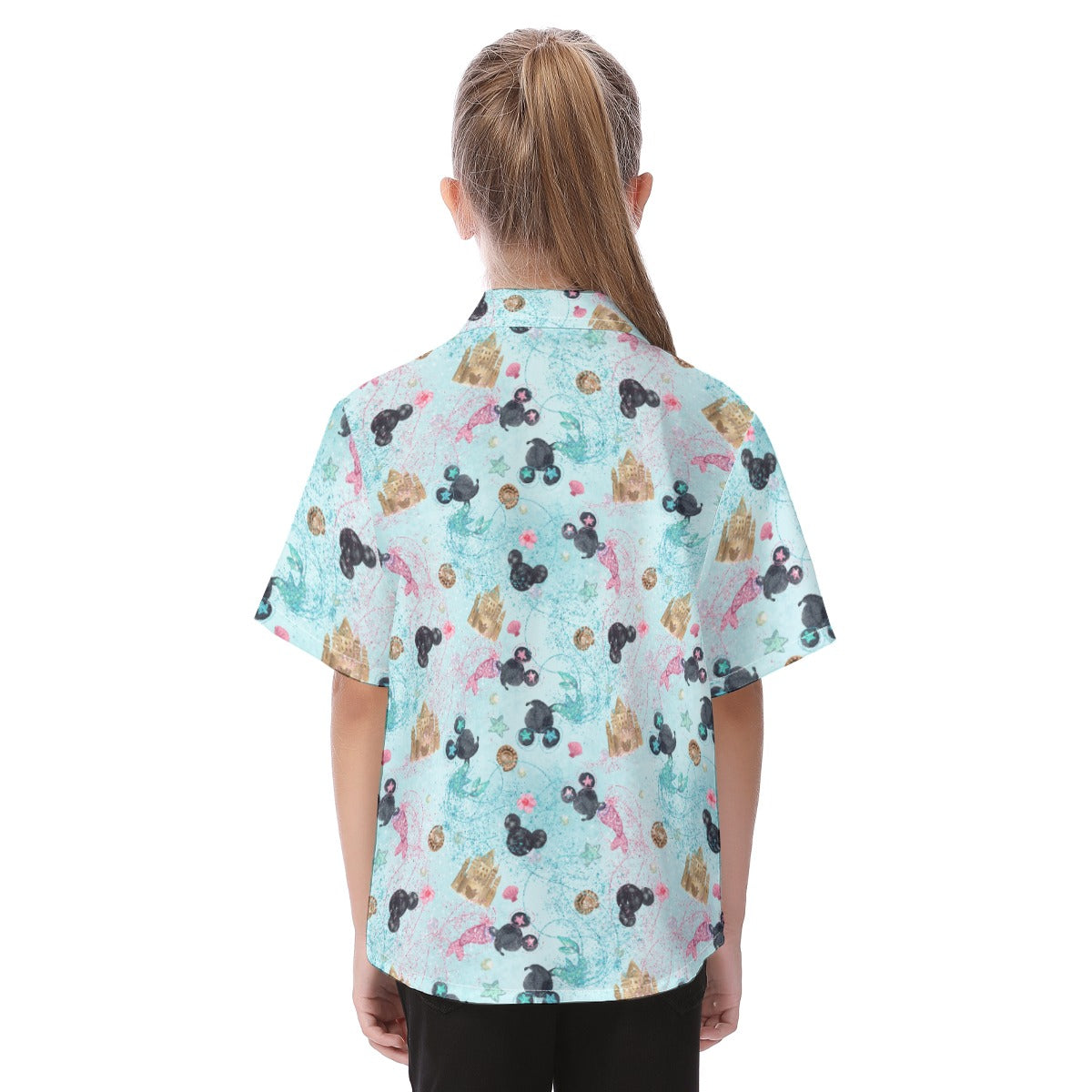 Watercolor Mermaid Mouse Ears - Kid's Hawaiian Button Up Shirt