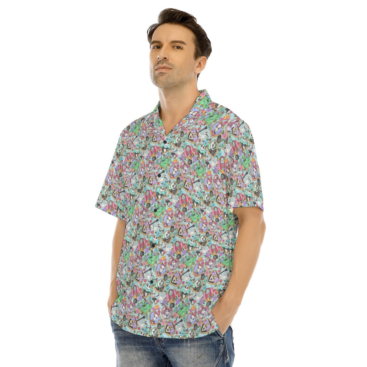 Tattoo Hearts Spooky Crew - Men's Hawaiian Button Up Shirt