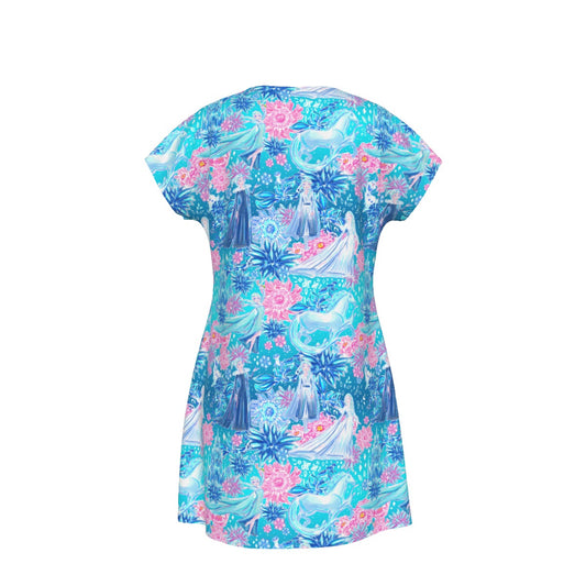 Ice Queen Frosted Florals - Women's T-Shirt Dress