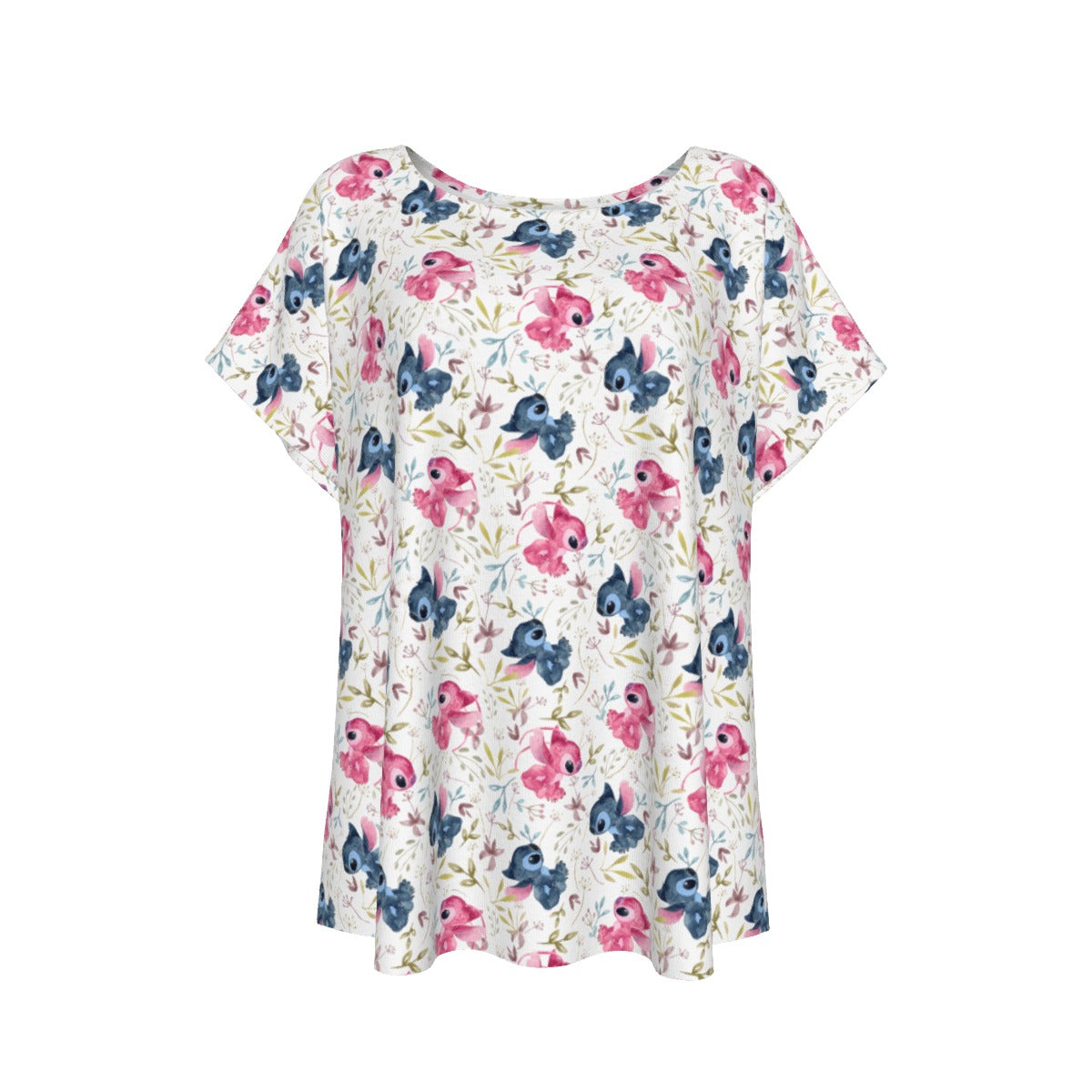 Blue Alien & Pink Friend Love - Women’s Relaxed Fit Scoop Tee