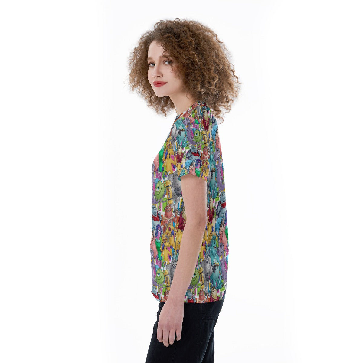 Monster Mayhem Sketched - Women's Short Sleeve V-Neck T-Shirt