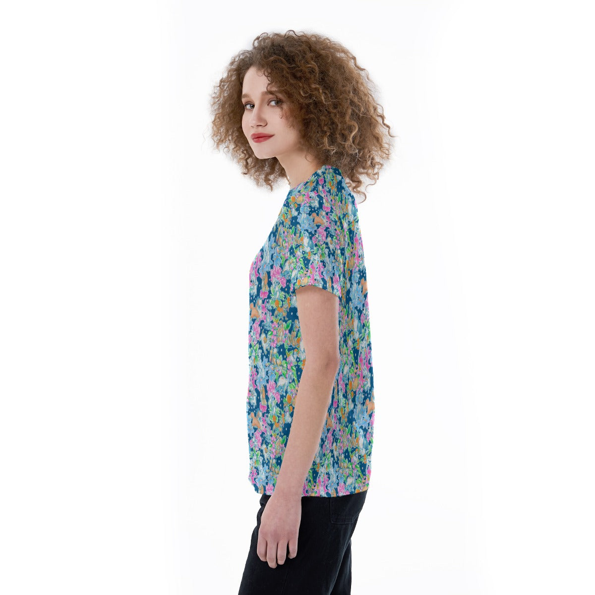 Tropical Paws & Petals - Beloved Dogs - Women's Short Sleeve V-Neck T-Shirt