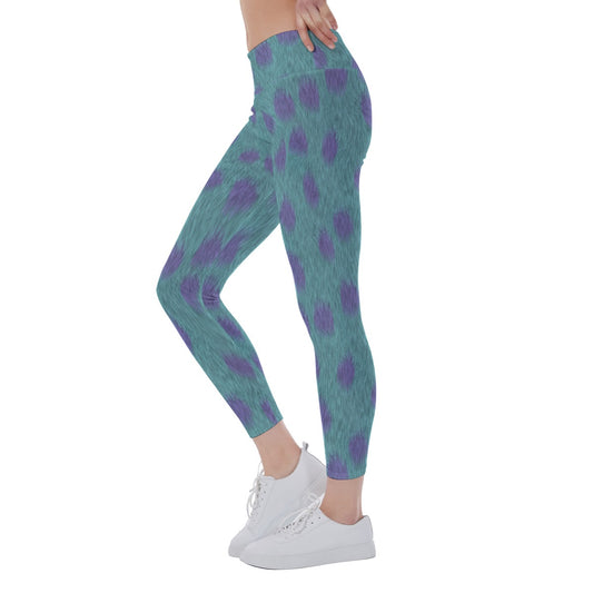 Turquoise Monster Spots - Women's Yoga Leggings