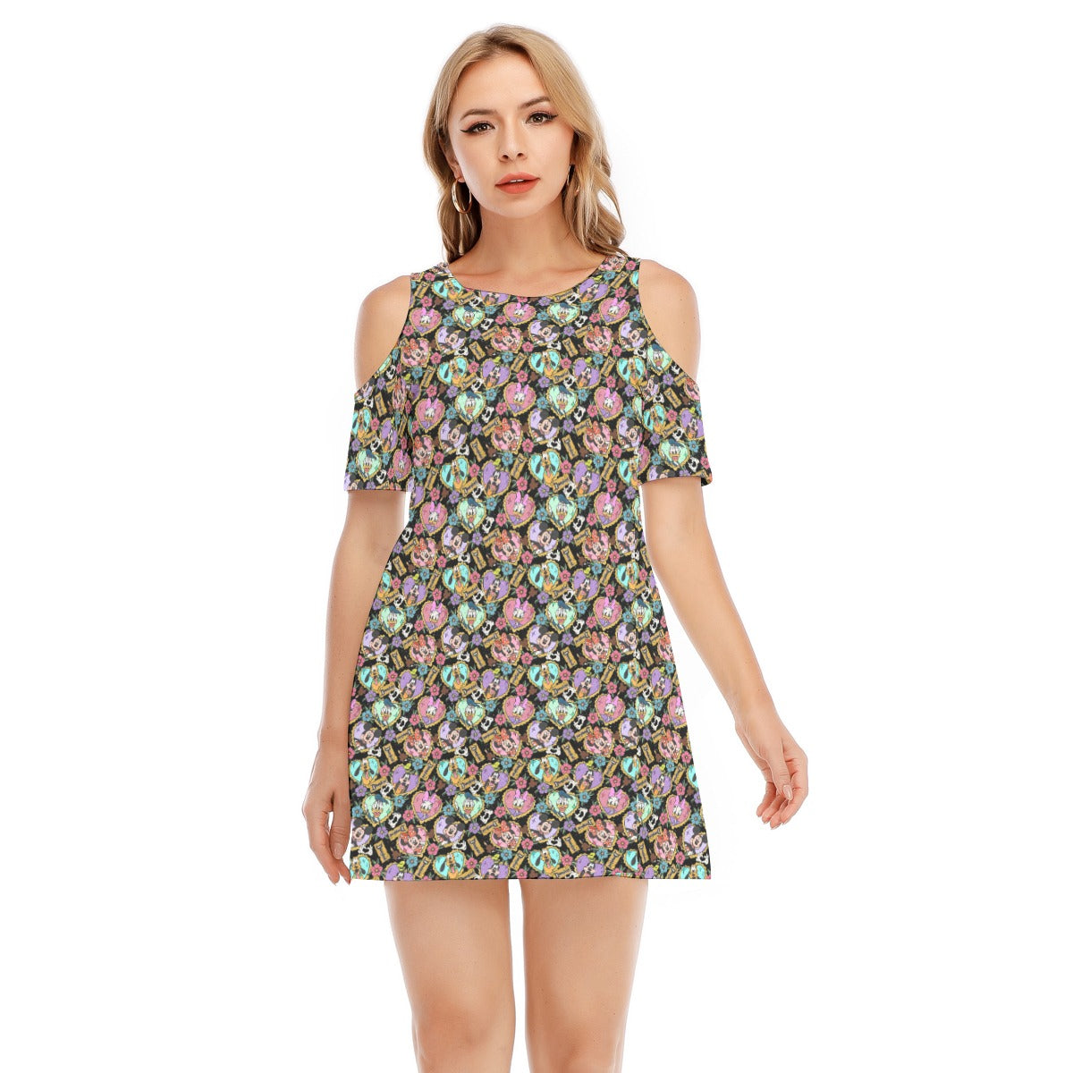 Tattoo Hearts Classic Crewends - Women's Cold Shoulder Cotton Dress