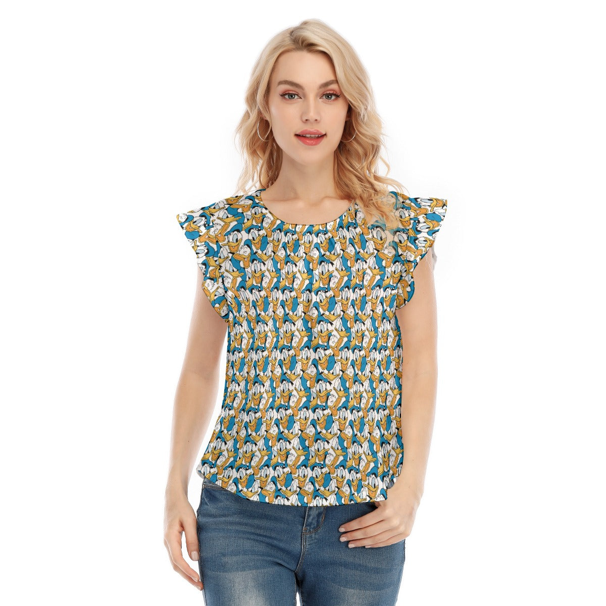 Many Faces of Feisty Duck - Women’s Flutter Sleeve Top