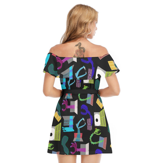 Monsters in Closets - Women's Off-shoulder Ruffle Dress