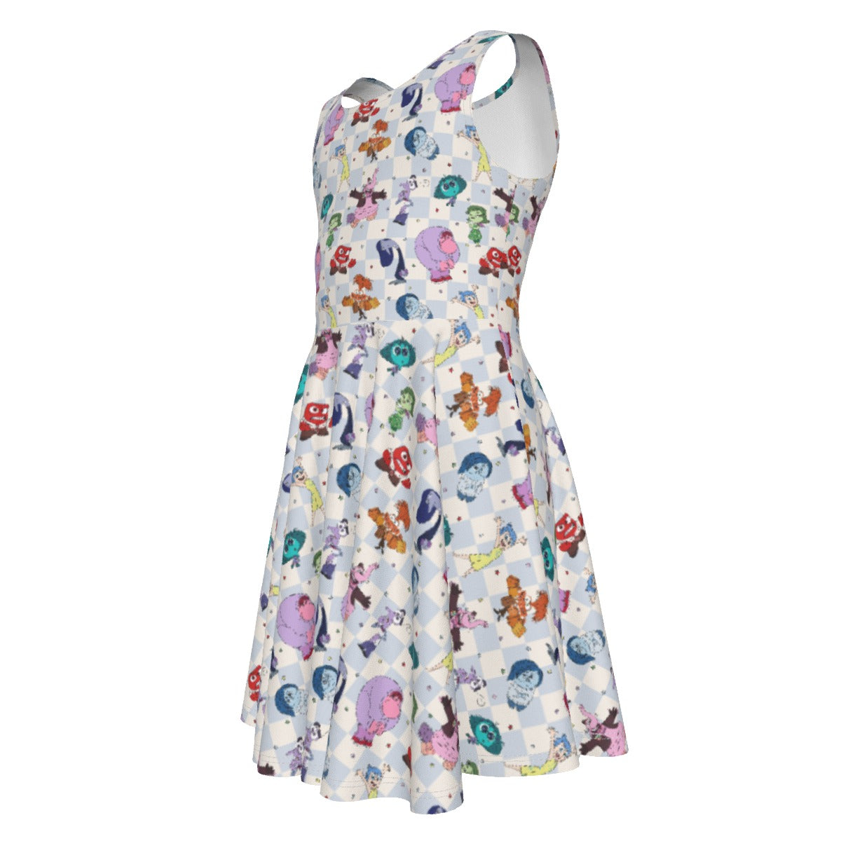 Blue Check Emotional Spectrum - Kid's Sleeveless Skater Dress