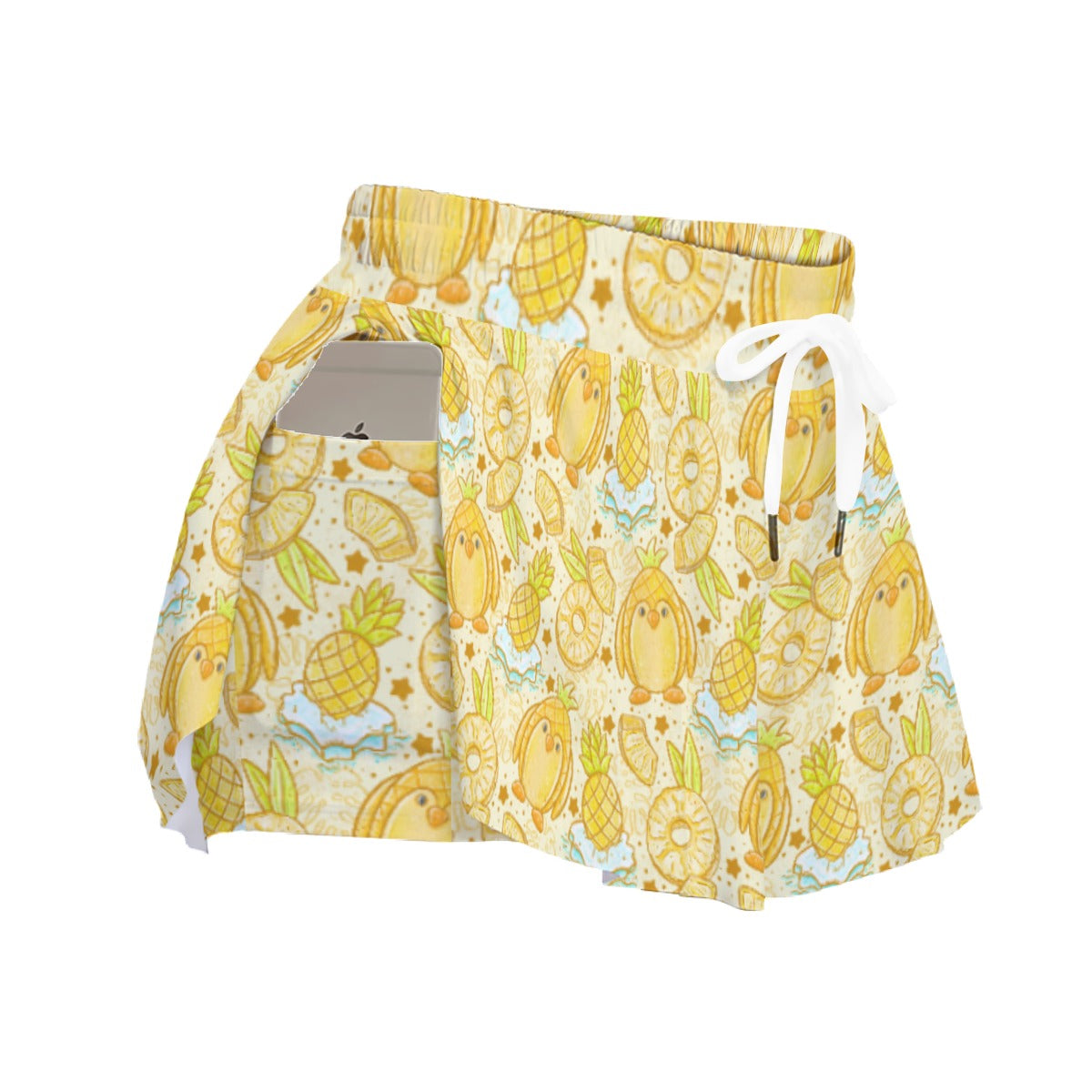 Fruitimals - Pineapple Penguins - Women's Flowy Pocket Shorts