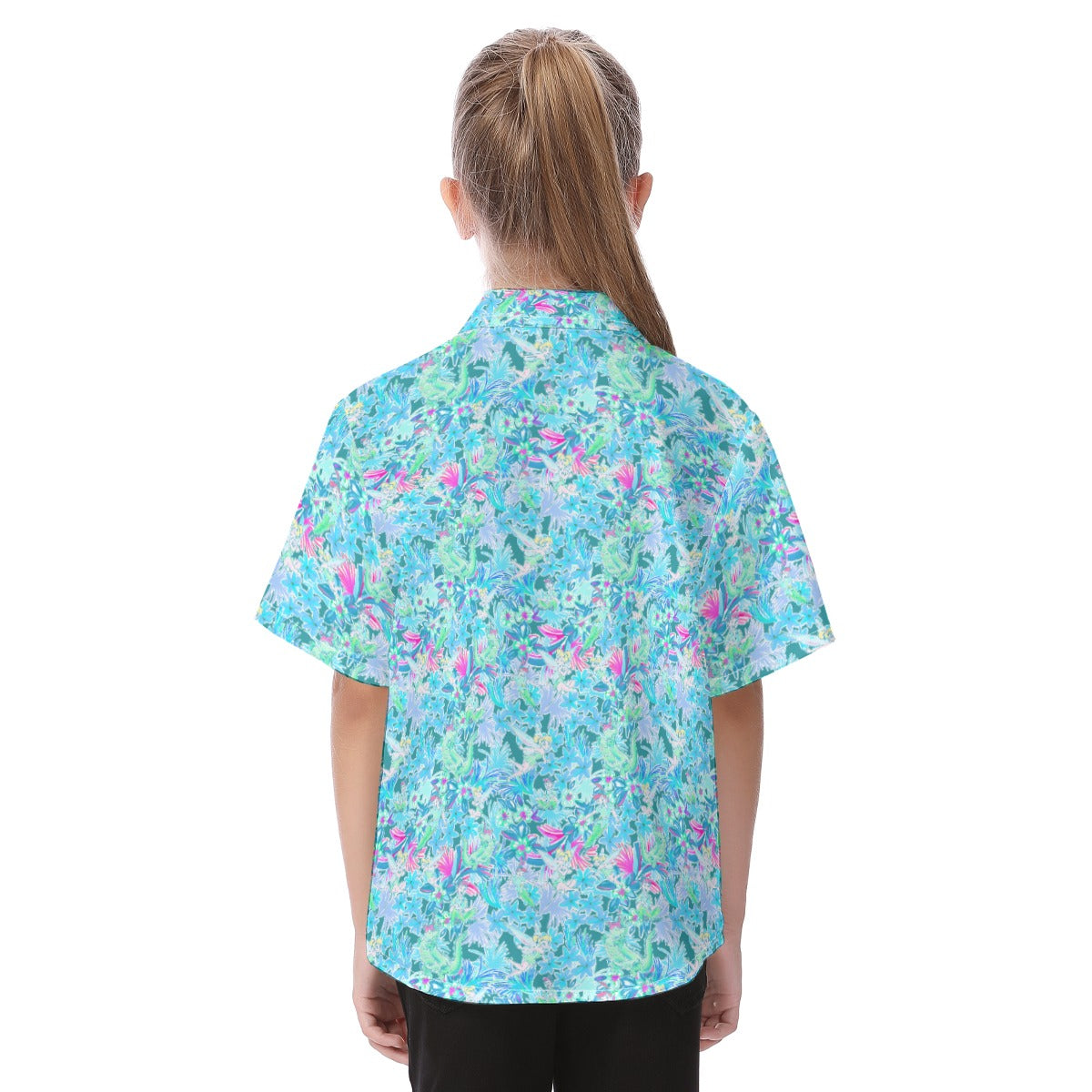 Bright Floral Flight - Peter Pan - Kid's Hawaiian Button Up Shirt