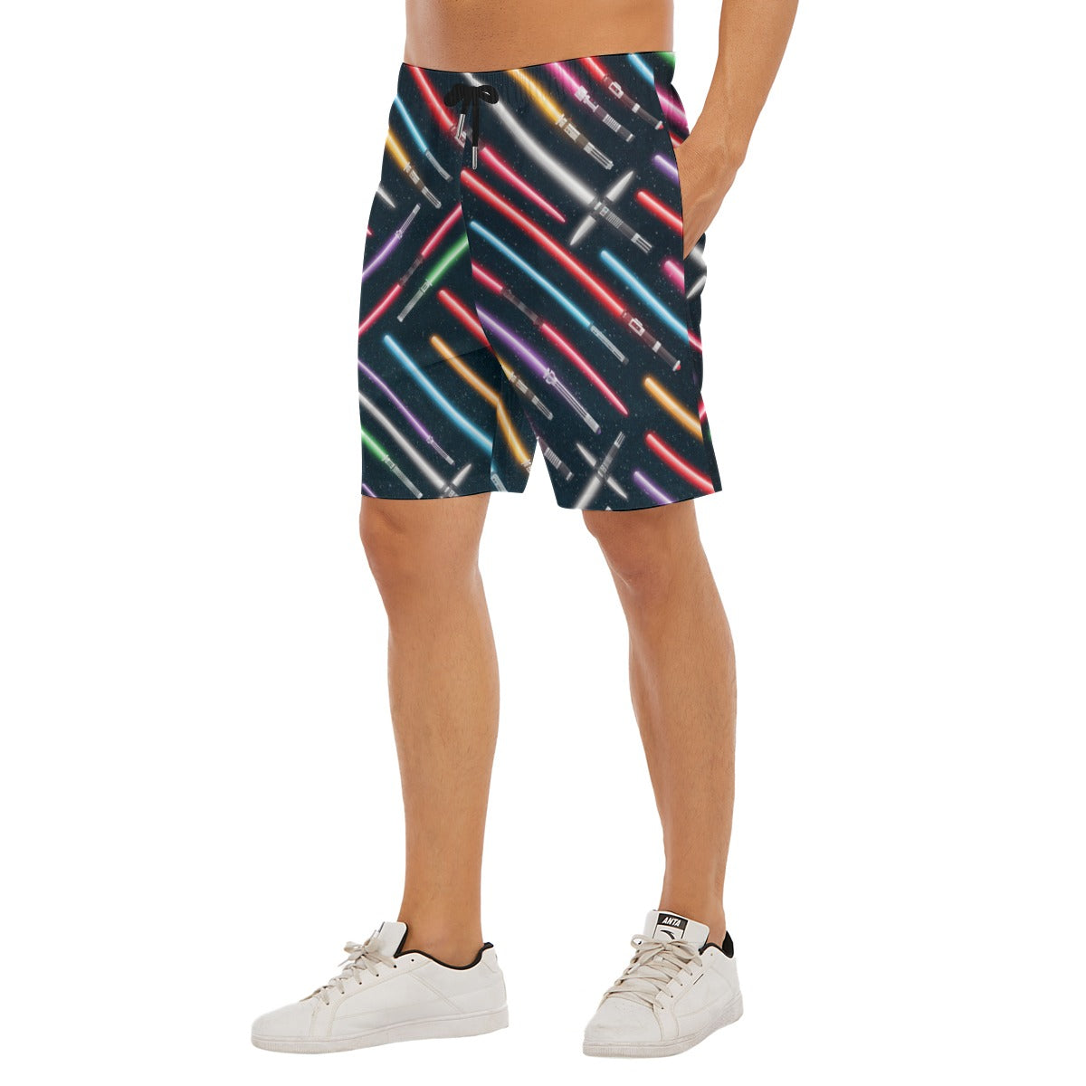 Vibrant Galaxy Sabers - Men’s Pocket Beach Shorts