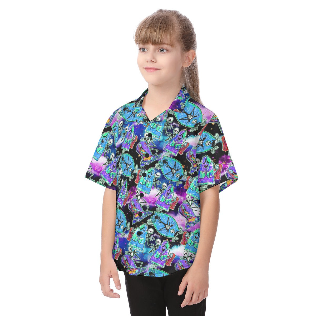 Haunting Romance Sketchched - Kid's Hawaiian Button Up Shirt