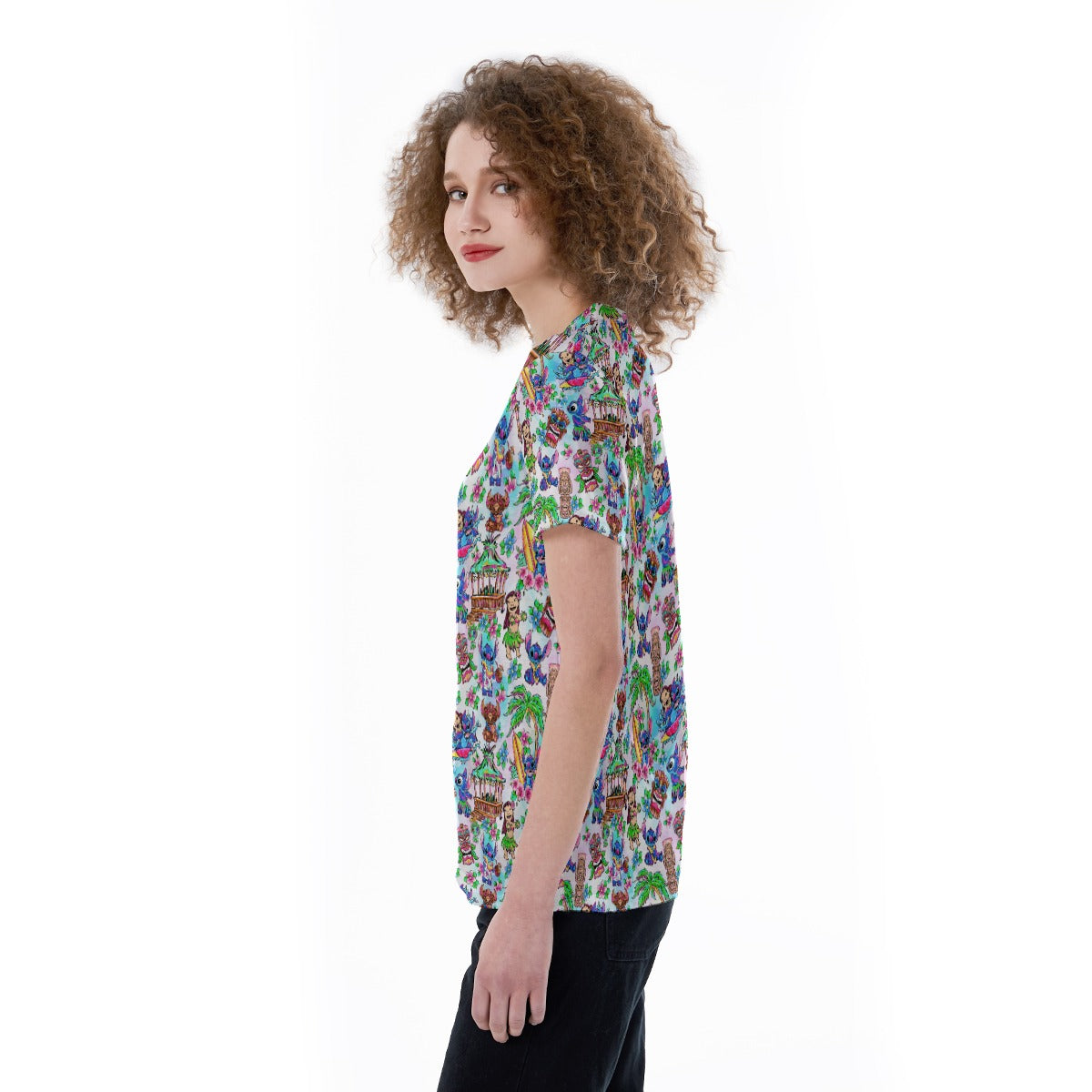 Bright Island Chaos Hand Drawn - Women's Short Sleeve V-Neck T-Shirt
