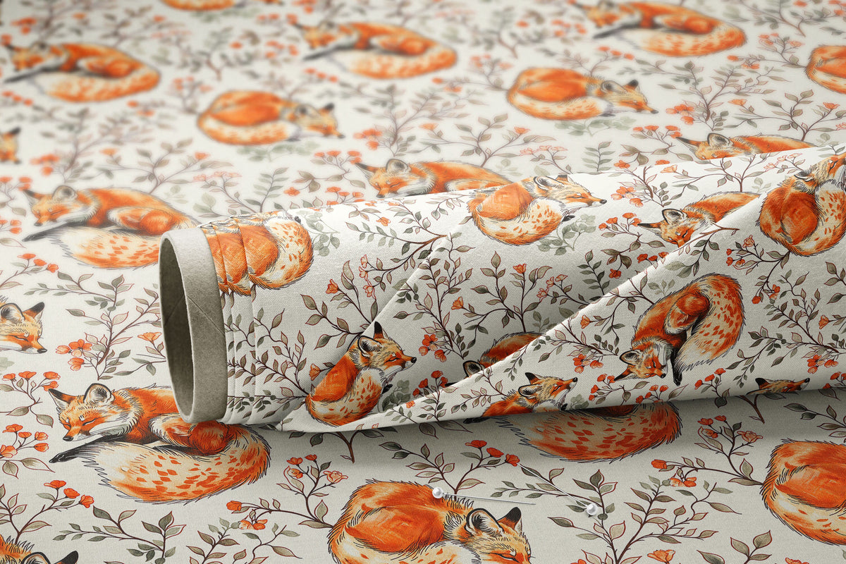 Vintage Sleeping Foxes - Digital Seamless Pattern