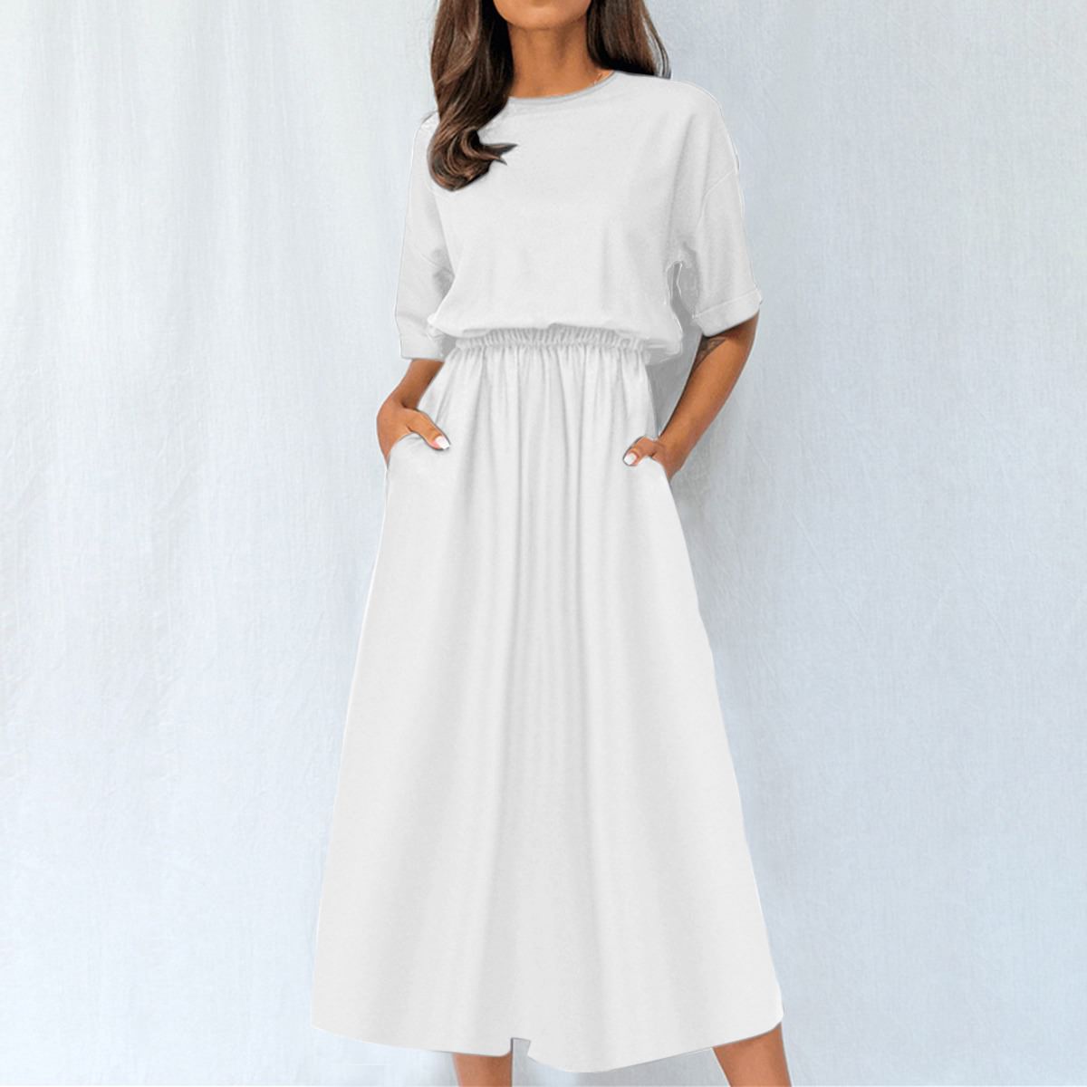 Pick Any Print from our Shop - Women’s Elastic Waist Pocket Midi Dress