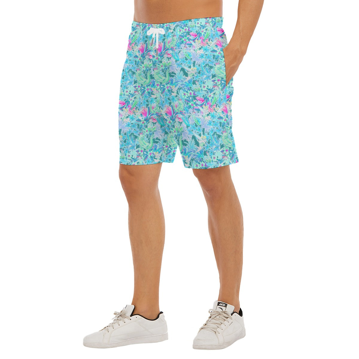Bright Floral Flight - Neverland Adventure - Men’s Pocket Beach Shorts