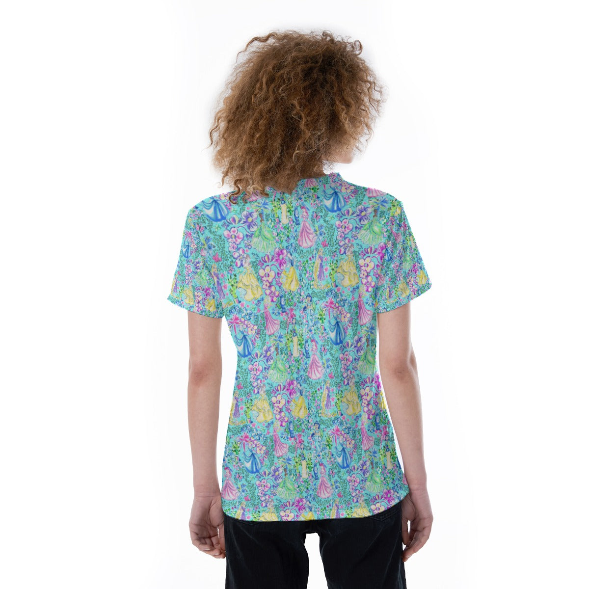 Bright Tropical Princess - Royal Garden Mashup - Women's Short Sleeve V-Neck T-Shirt