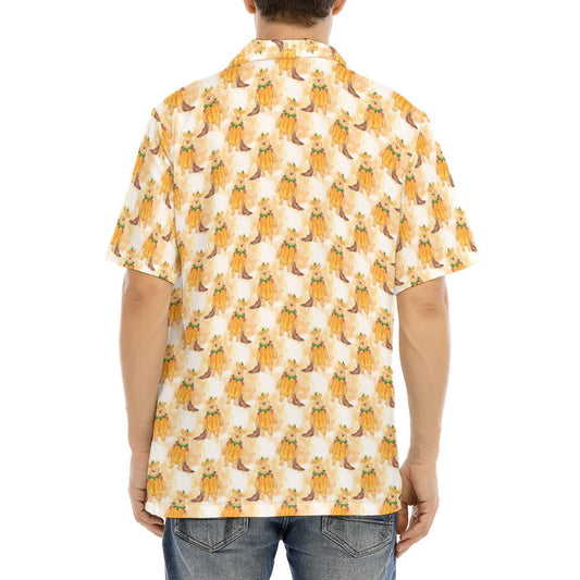 Pumpkin Bear Mischief - Men's Hawaiian Button Up Shirt