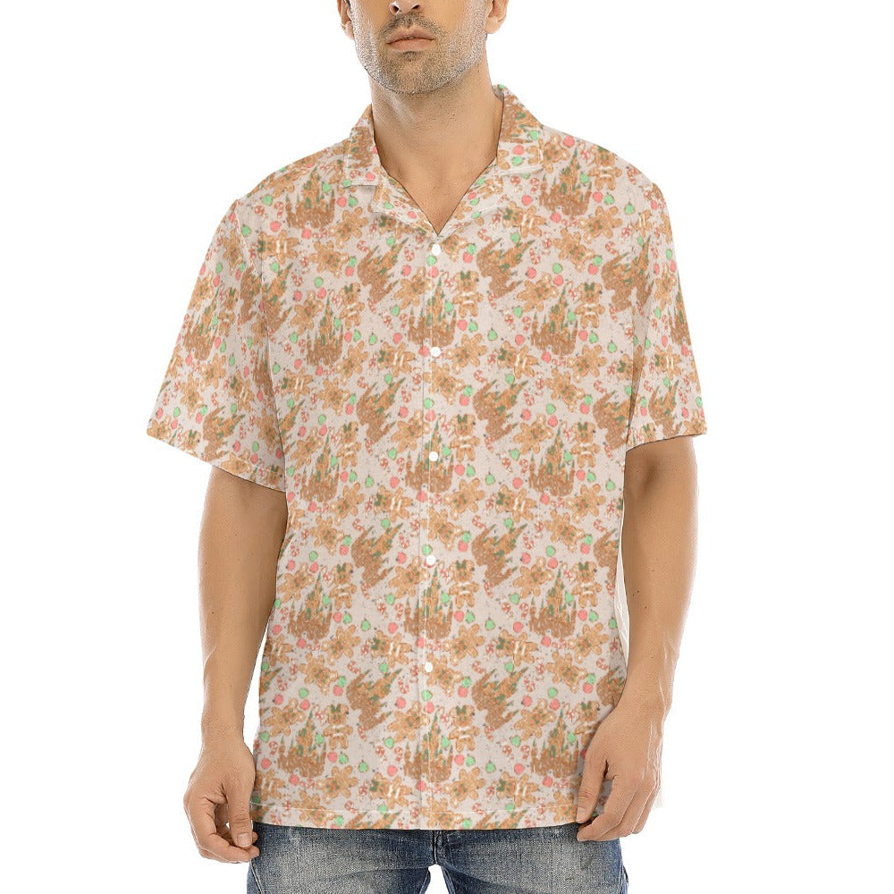 Festive Gingerbread Treats - Men's Hawaiian Button Up Shirt