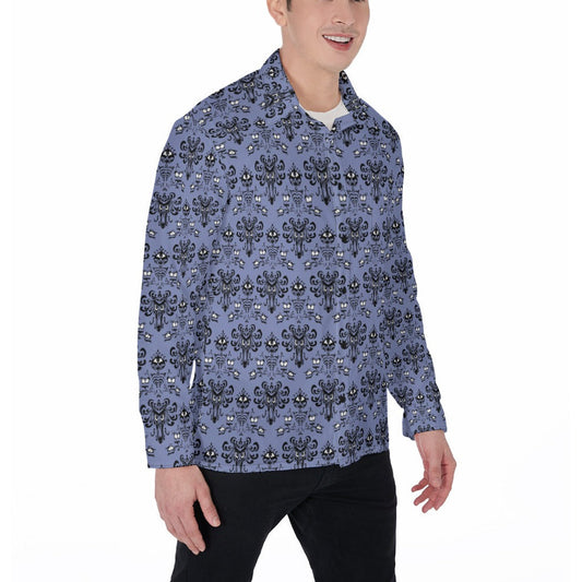 Spooky Mansion Wallpaper - Men's Long Sleeve Button Up Shirt