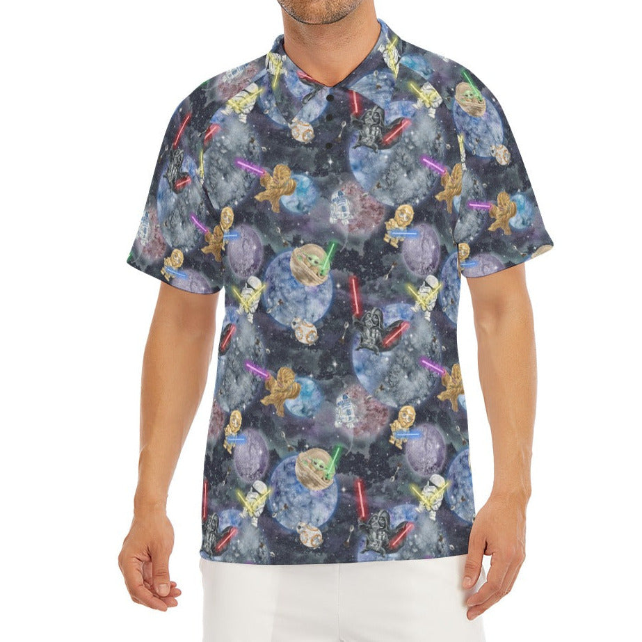Watercolor Cosmic Battle - Men's Polo Shirt