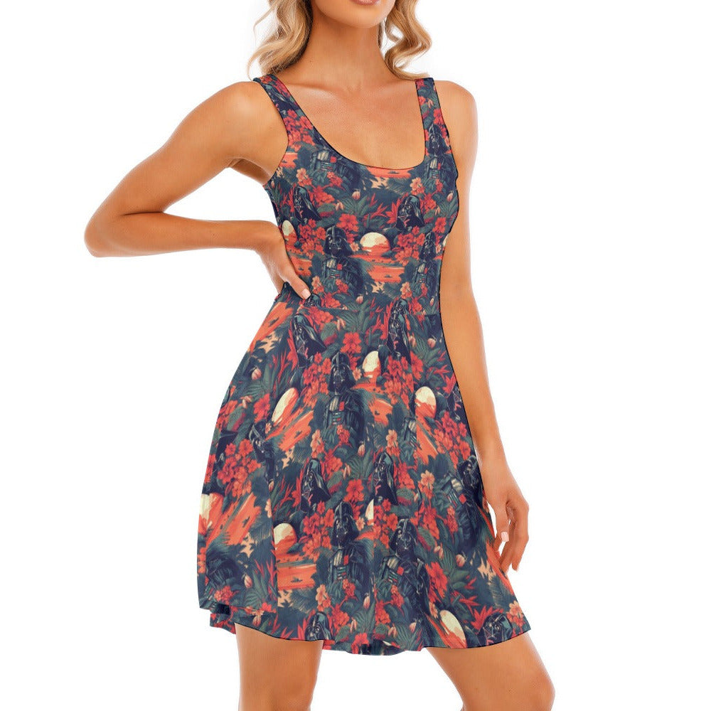 Tropical Dark Side Escape - Women's Sleeveless Pocket Skater Dress