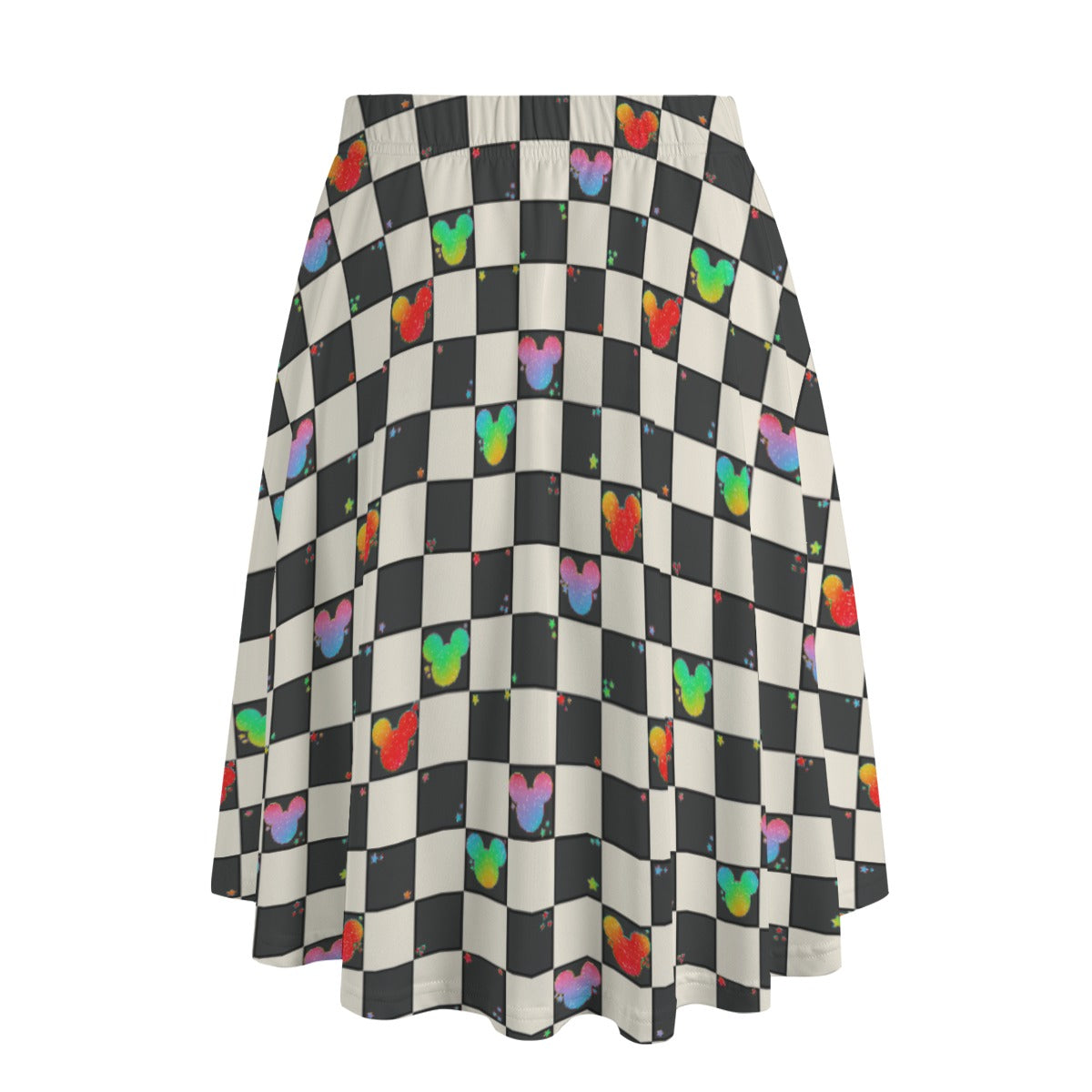 Rainbow Checker Mouse Ears - Women's Pocket Midi Skirt