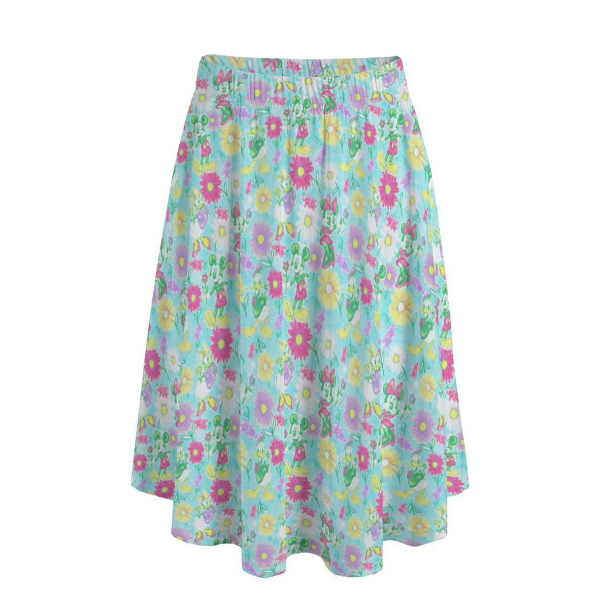 Neon Spring Floral Friends - Women's Pocket Midi Skirt