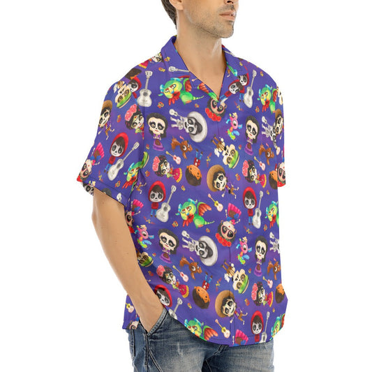 Poco Loco Día de Muertos - Men's Hawaiian Button Up Shirt