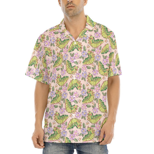 Cheerful Caterpillar Garden - Men's Hawaiian Button Up Shirt