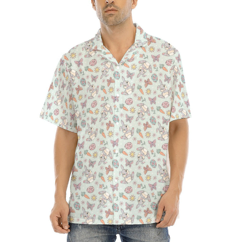 Springtime Bunny Cheer - Men's Hawaiian Button Up Shirt