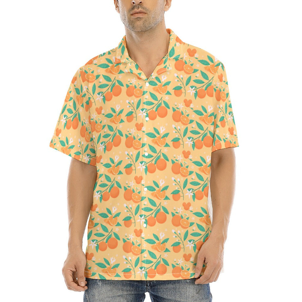Hidden Citrus Delight - Men's Hawaiian Button Up Shirt