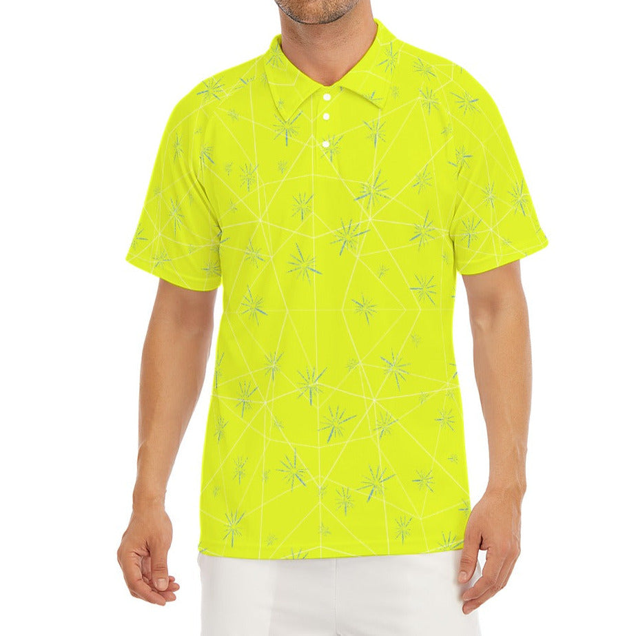 Joyful Blue & Yellow Florals - Men's Polo Shirt