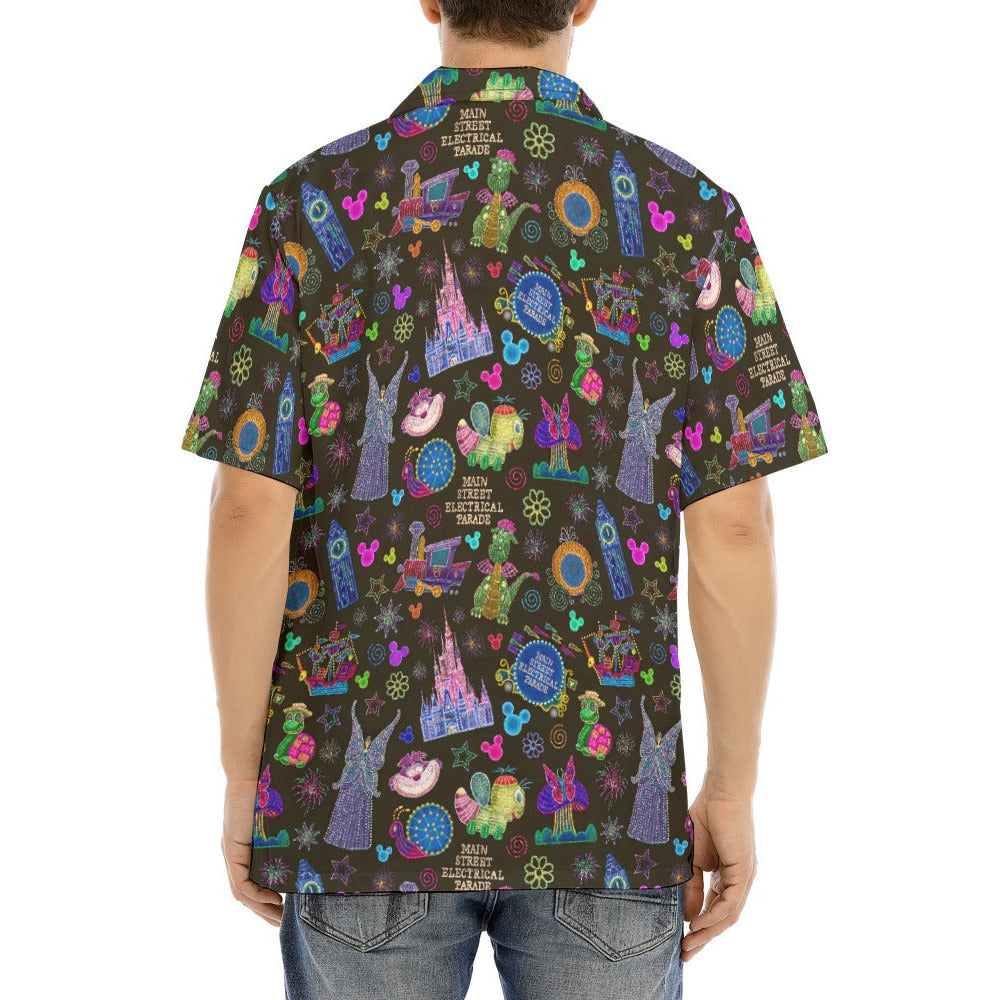 Main Street Neon Parade - Men's Hawaiian Button Up Shirt
