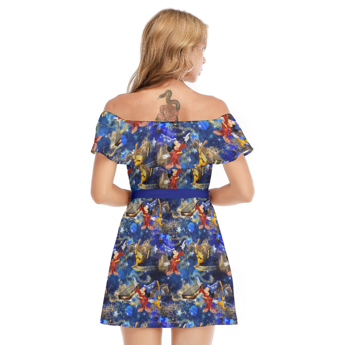 Enchanted Broom Magic - Women's Off-shoulder Ruffle Dress
