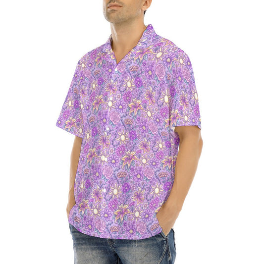 Fairytale Florals – Radiant Sunlight - Men's Hawaiian Button Up Shirt