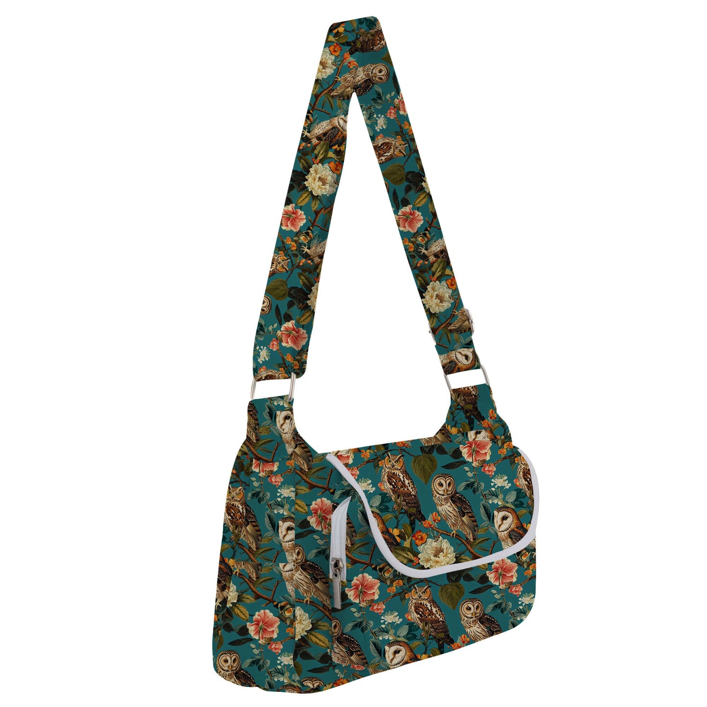 Owls and Florals on Teal - Digital Seamless Pattern