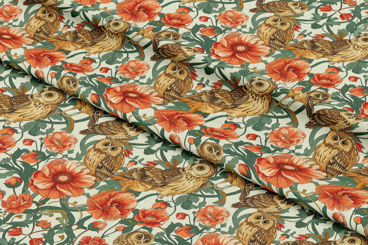 Owls and Florals in Art Nouveau - Digital Seamless Pattern