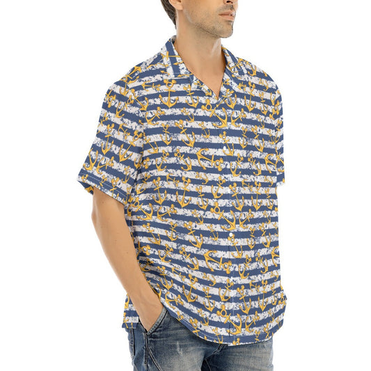 Nautical Mouse Ear Anchors - Men's Hawaiian Button Up Shirt