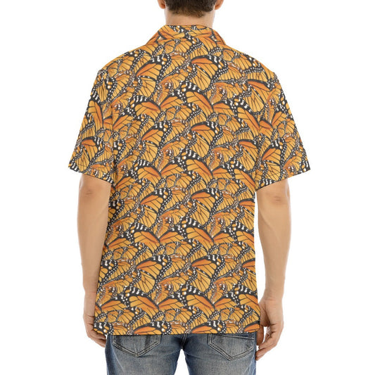 Animal Print - Monarch Butterfly - Men's Hawaiian Button Up Shirt