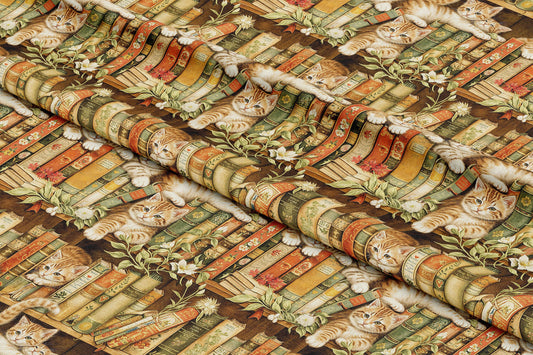 Antique Book Cats - Digital Seamless Pattern