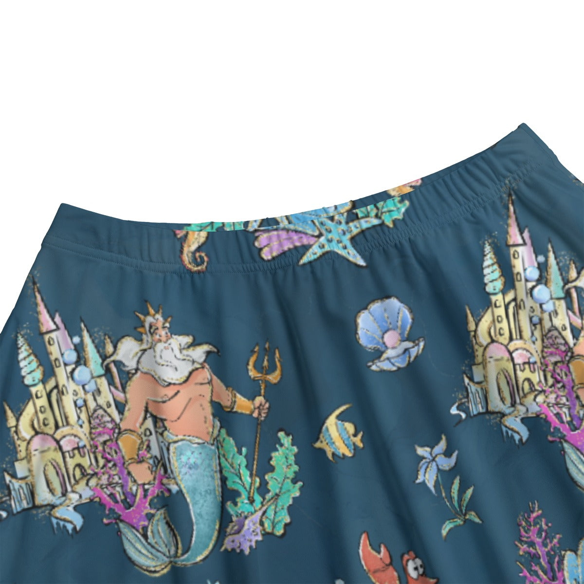Whimsical Sea King and Crab - Women's Pocket Midi Skirt