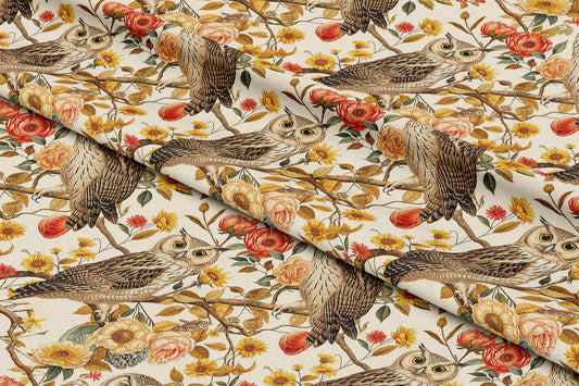 Pink & Cream Vintage Owls - Digital Seamless Pattern
