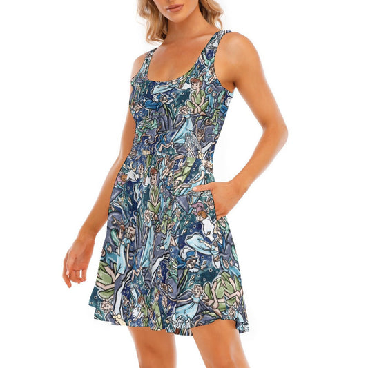 Magical Skybound Adventure - Women's Sleeveless Pocket Skater Dress