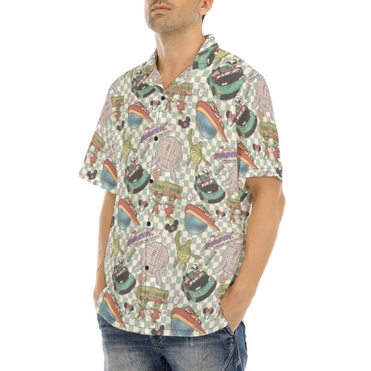 Hand Drawn EC - Men's Hawaiian Button Up Shirt