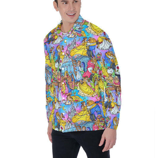 Enchanted Tale Storybook Scenes - Men's Long Sleeve Button Up Shirt