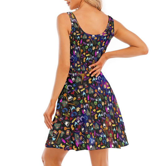 Villainous Icons Collage - Women's Sleeveless Pocket Skater Dress