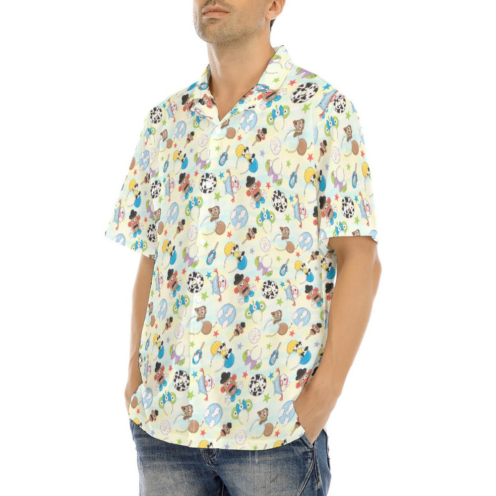 Playful Toy Style Icons - Men's Hawaiian Button Up Shirt
